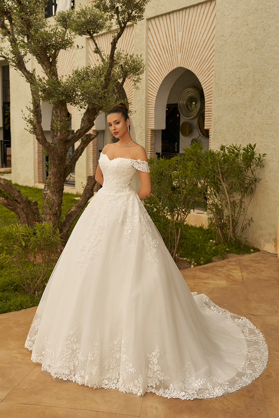 Robe de mariée princesse Shay en tulle et dentelle festonnée