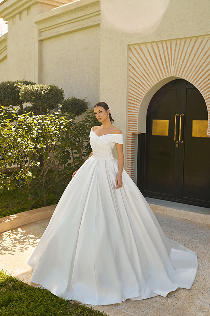 Robe de mariée Amélie, Maison Gabrielle, vue de face bustier drapé